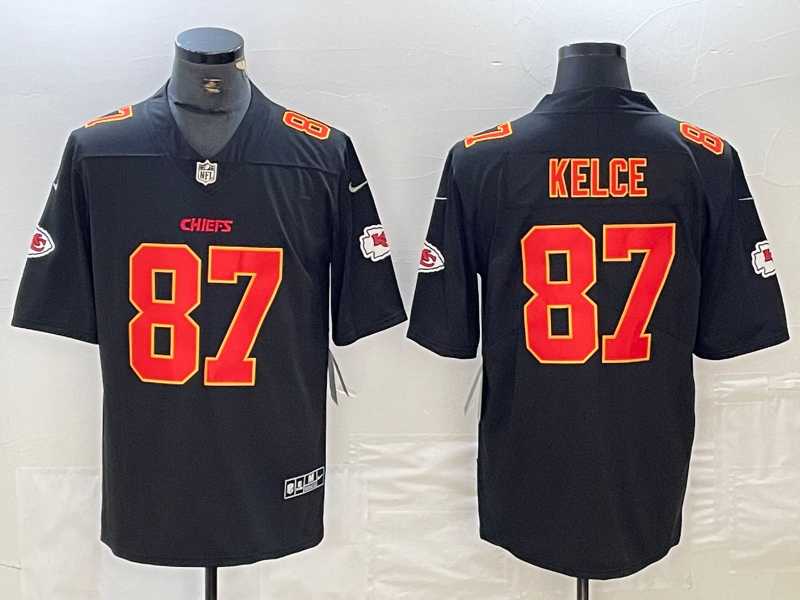 Men%27s Kansas City Chiefs #87 Travis Kelce Black Fashion Vapor Limited Stitched Jersey